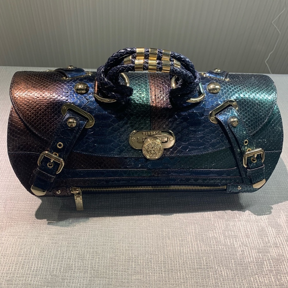 Versace Multicolor Ombre Python Canyon Satchel Bag